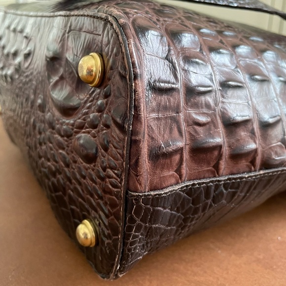 Brahmin EUC leather shoulder tote bag in brown and black with gold tone hardware - Picture 9 of 16